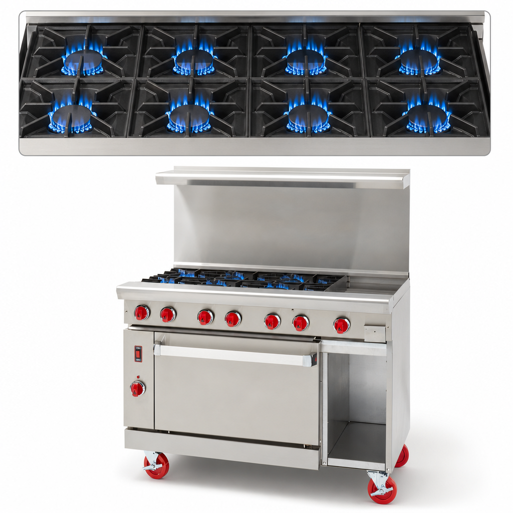 Eight 22,000 BTU/hr Open Burners