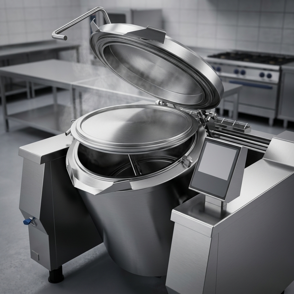 This photo showcases the kettle's innovative insulated lid with a double cover, expertly designed for superior heat retention and enhanced safety.