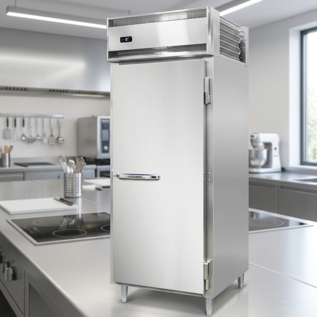 This image showcases the Continental Refrigerator Designer Line freezer, highlighting its eco-friendly refrigeration for a sustainable kitchen operation.