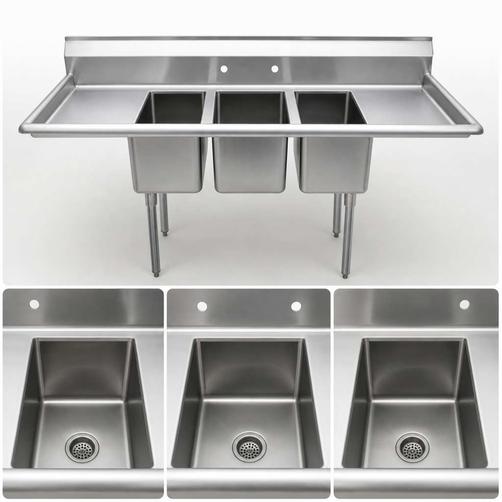 Three Fabricated Sink Compartments