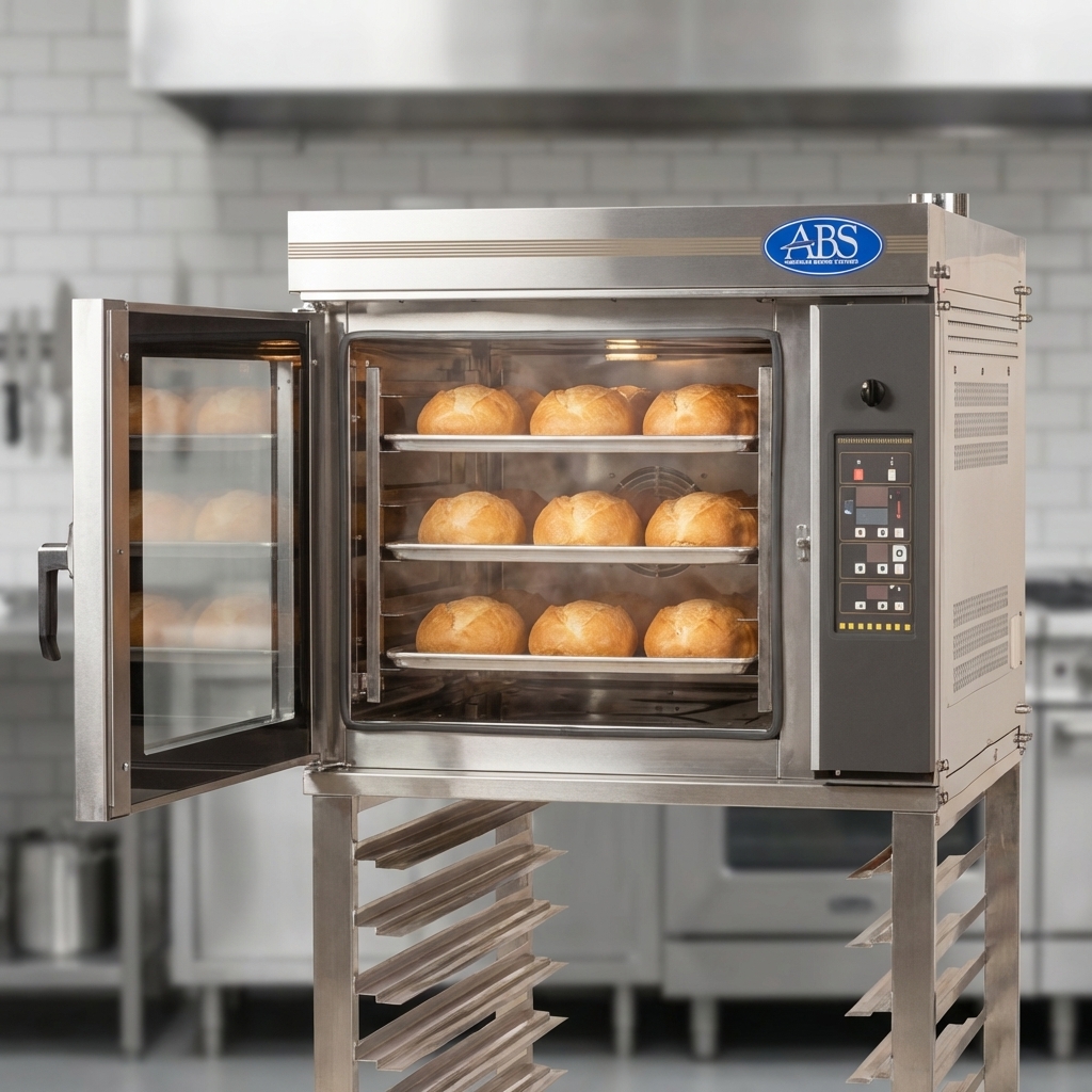 Observe perfectly uniform golden-brown bread loaves across all racks, demonstrating the oven's exceptional reversing air circulation and even heat distribution.