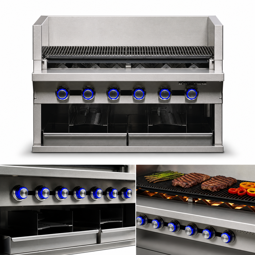 Six Stainless Steel Burners
