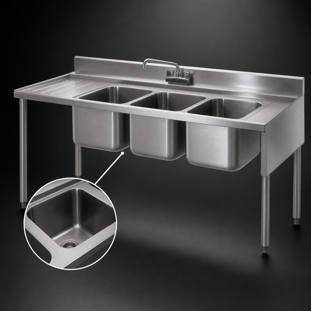 Three Deep-Drawn Compartments