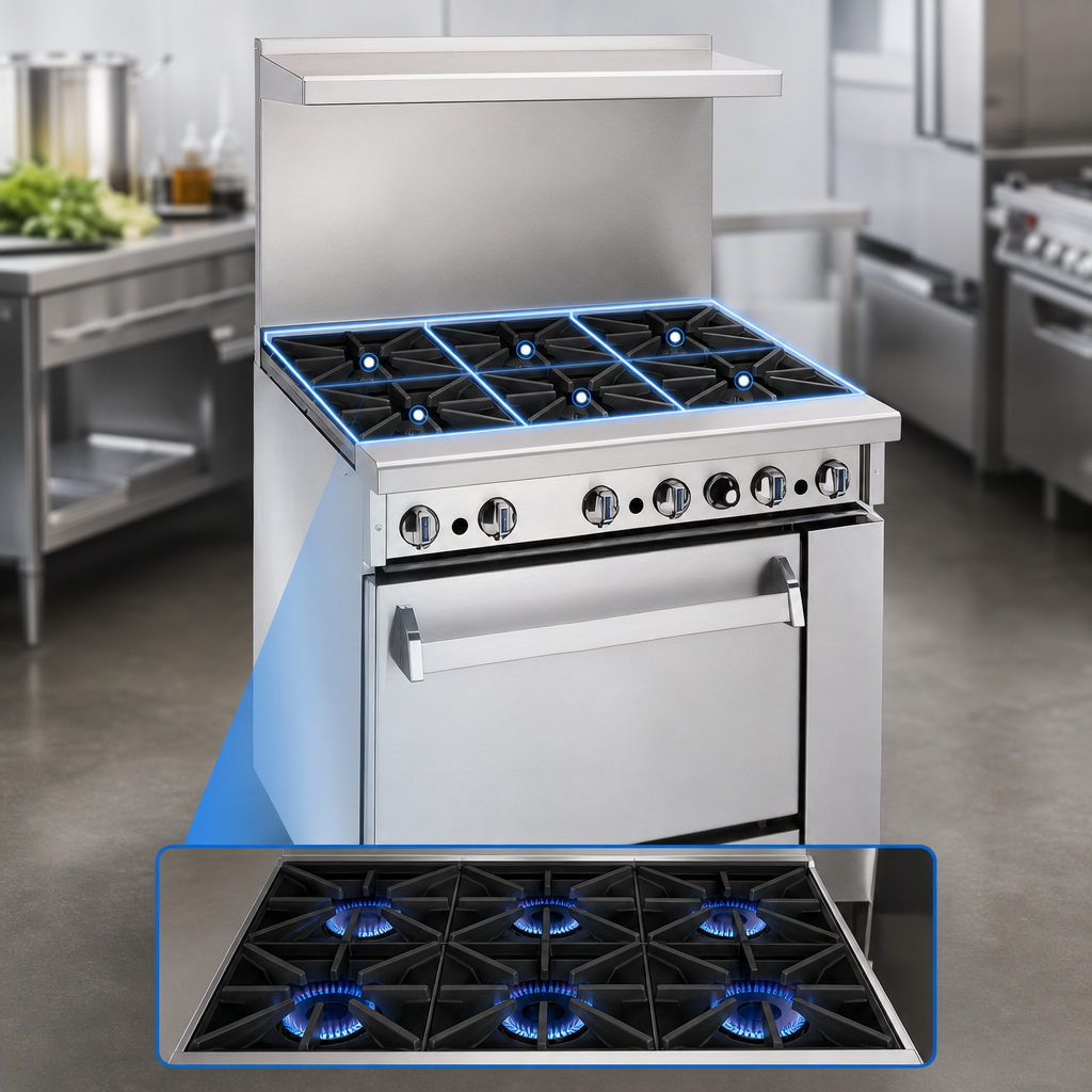 Six Open Burners