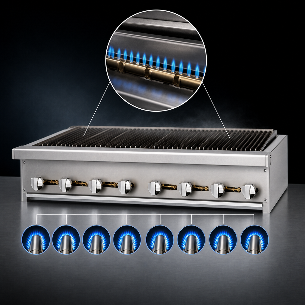 Eight 15,000 BTU Burners