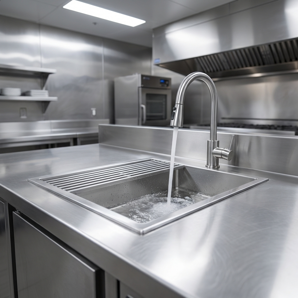 Observe the intelligent anti-splash design of this water tempering system, keeping your commercial kitchen remarkably dry and safe during operation.
