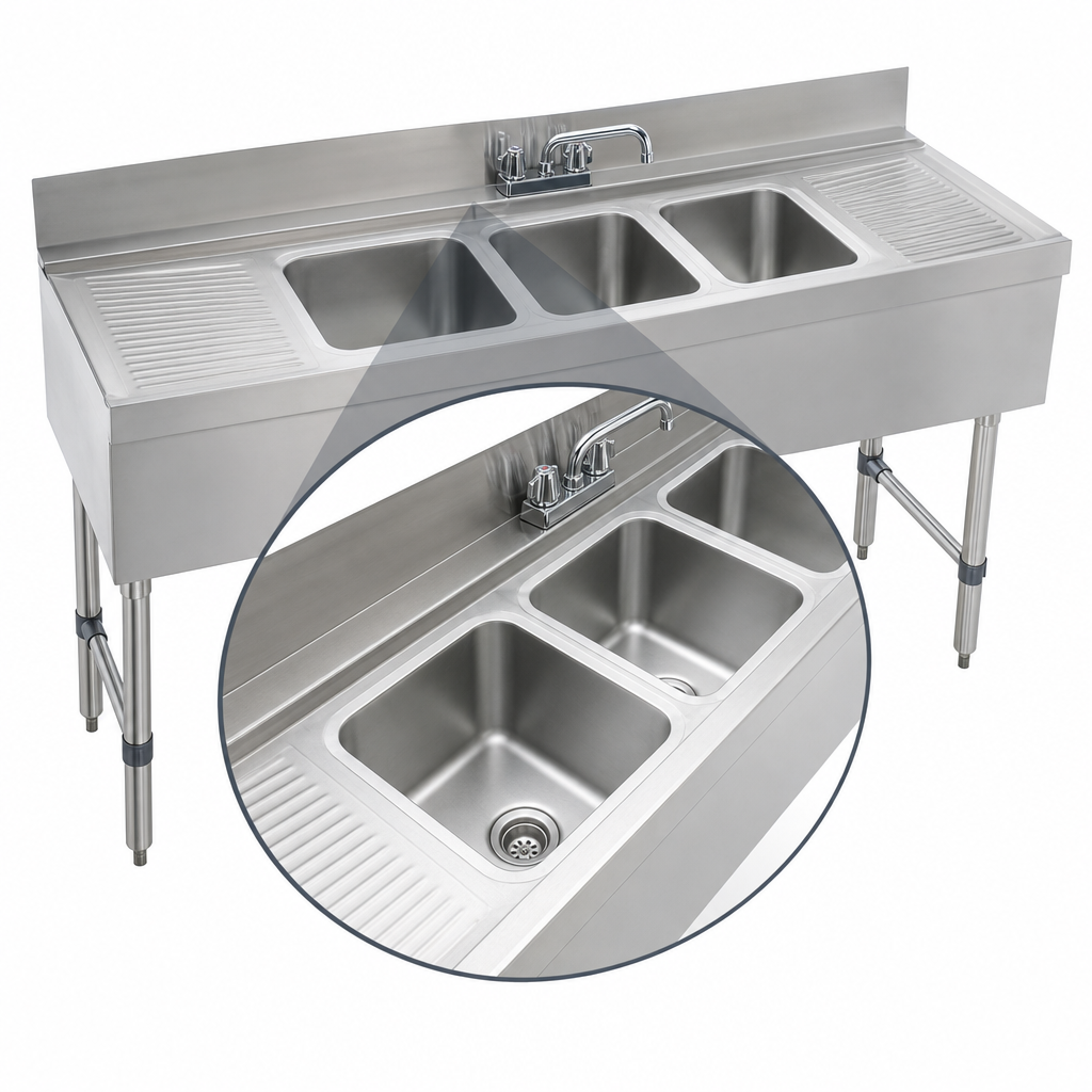 Three Deep Drawn Sink Bowls