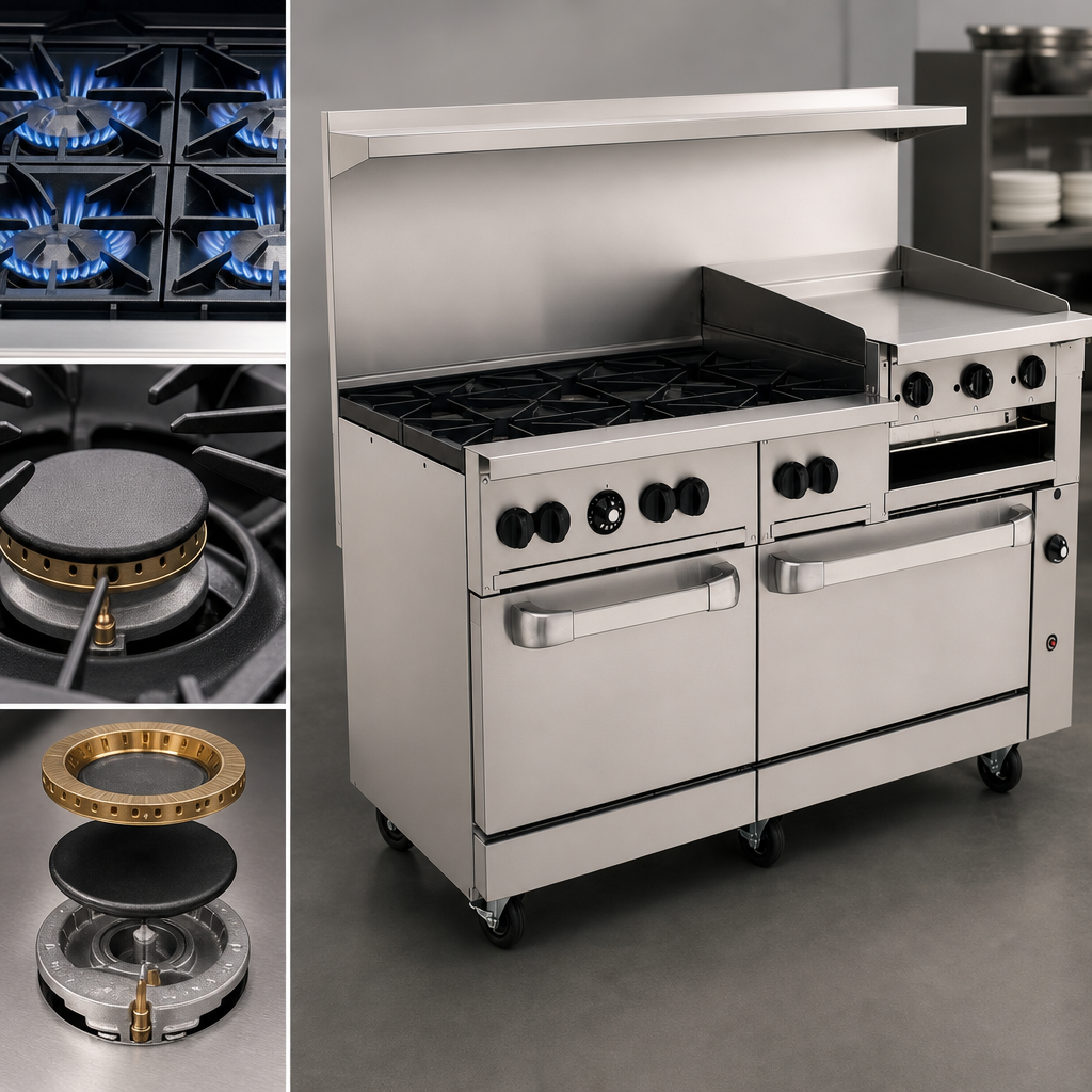 Six 30,000 BTU Burners