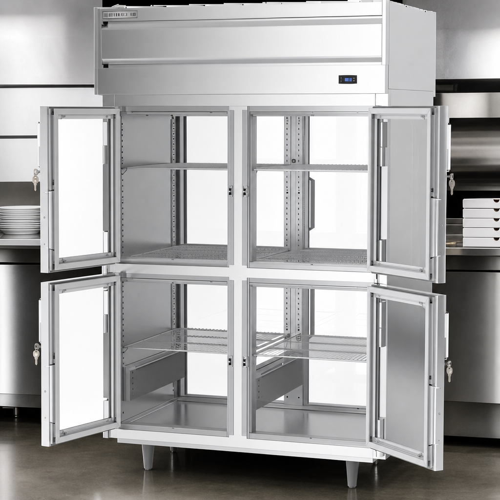 Eight Half-Height Hinged Glass Doors