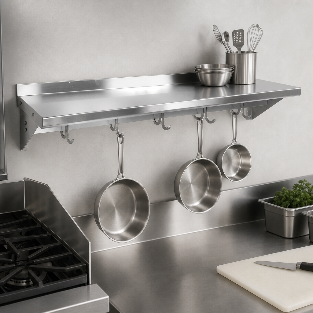 Wall-Mounted Pot Rack Shelf