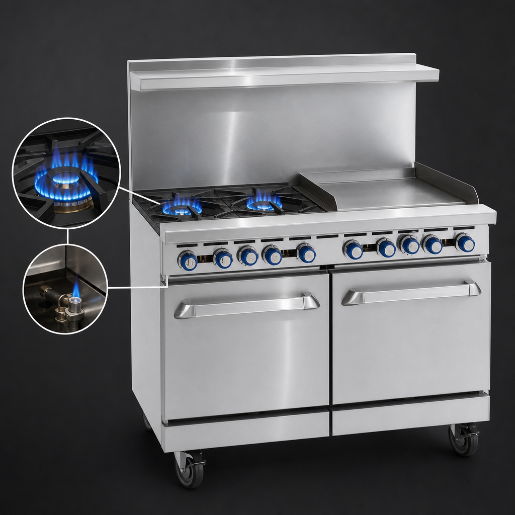 Two Open Burners With Pilot Lights