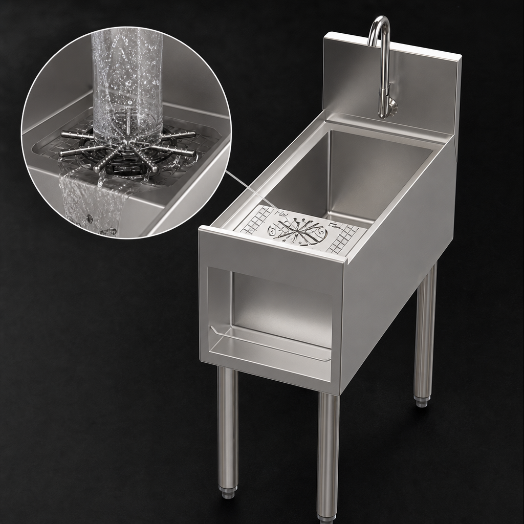 Integrated Glass Rinser and Drip Pan