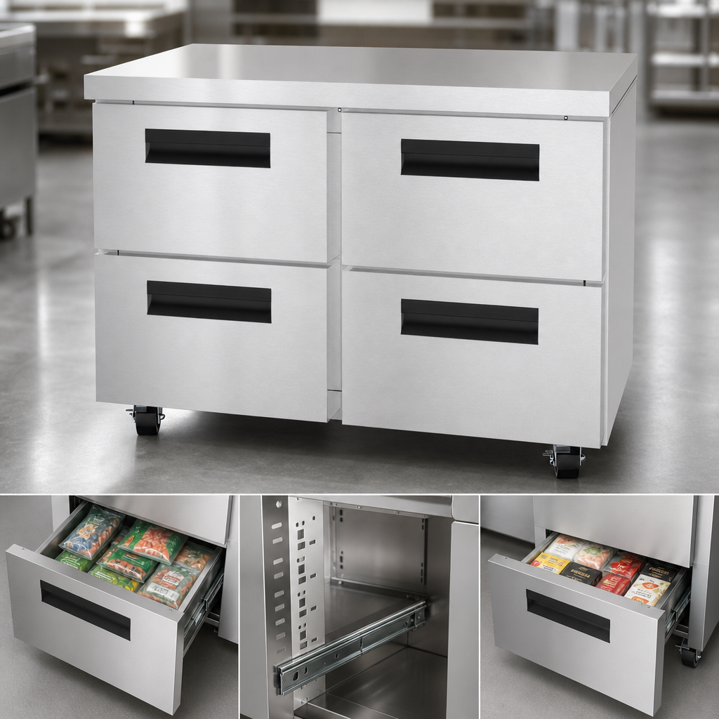 Four Stainless Steel Drawers