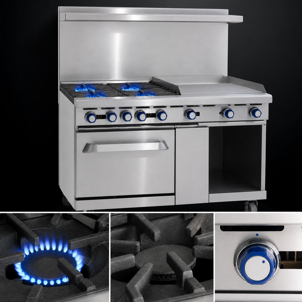 Four Open Burners with Pilot Lights