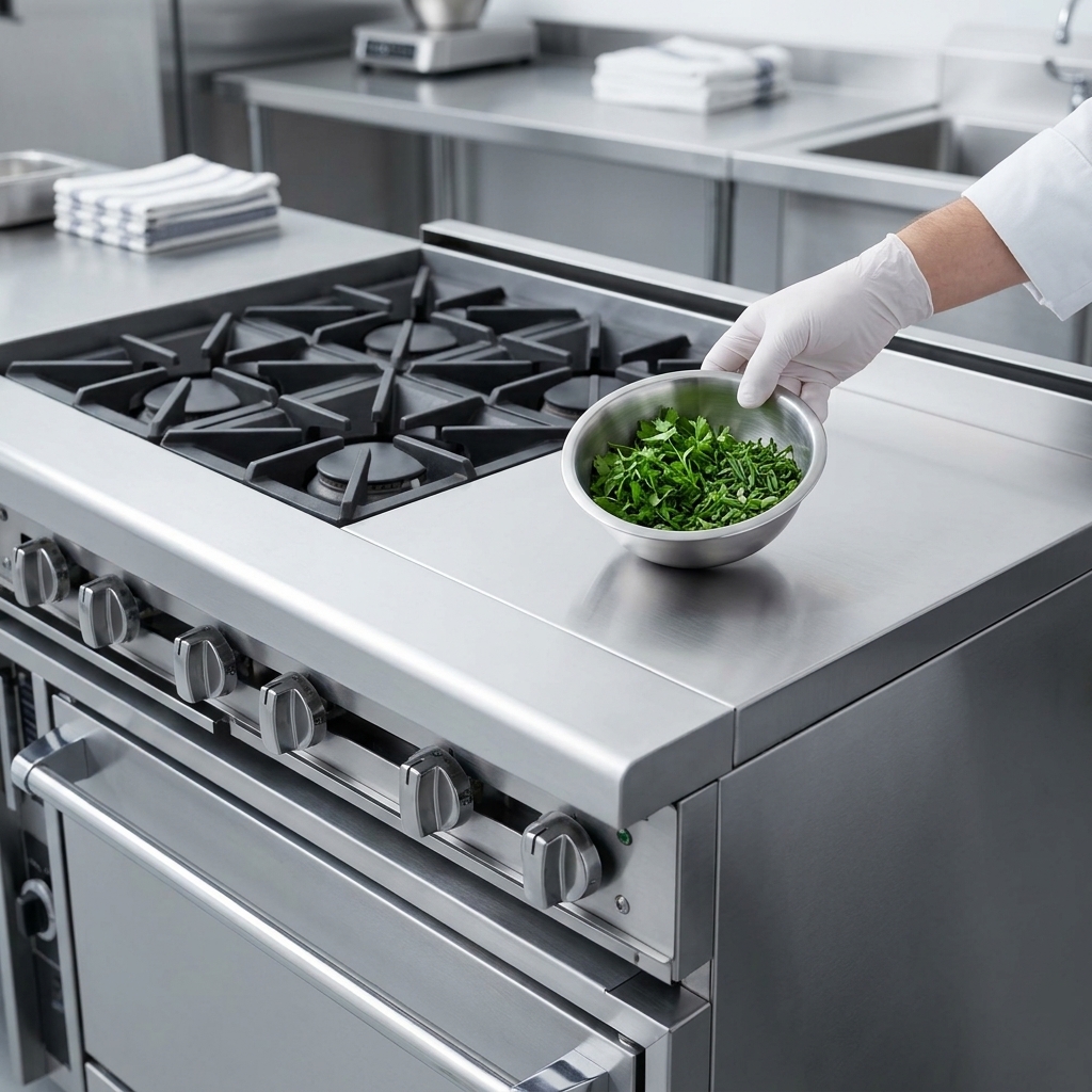 The integrated 12-inch work top offers convenient additional space for prep or holding, enhancing kitchen efficiency.