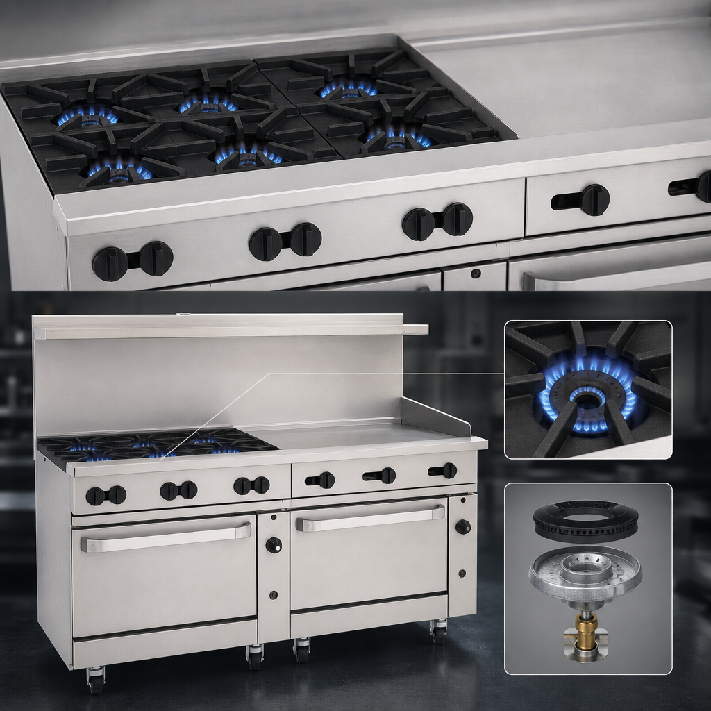 Six High-Power Open Burners