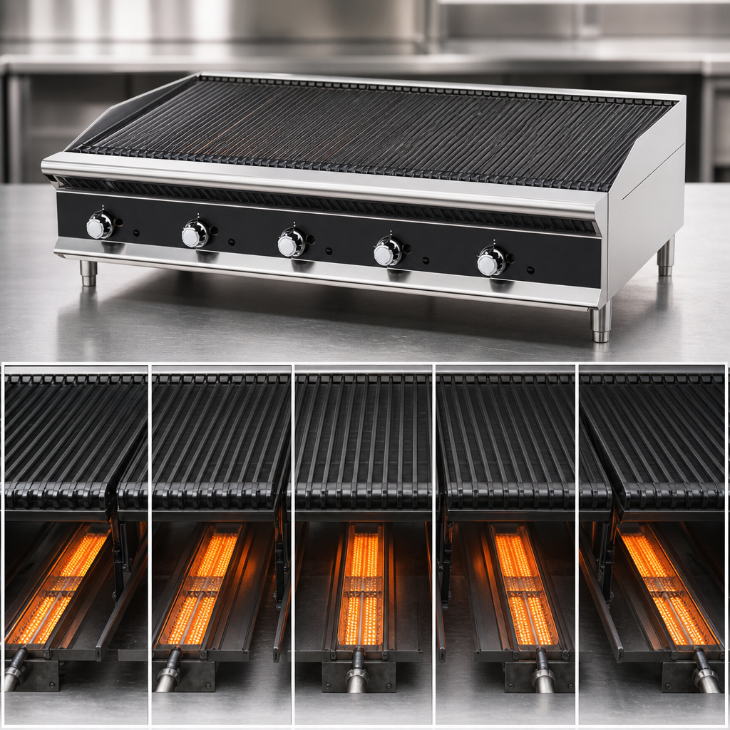 Five 40,000 BTU Burners