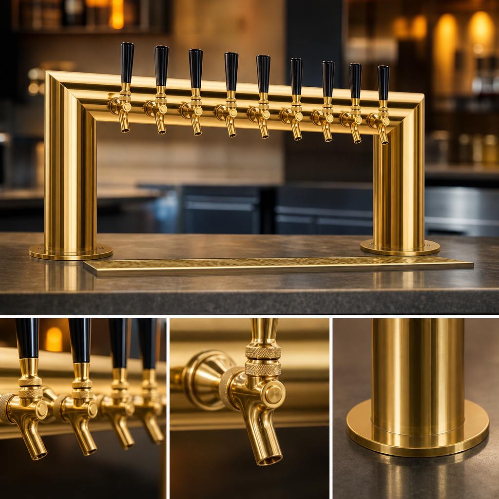 Eight Brass Faucets