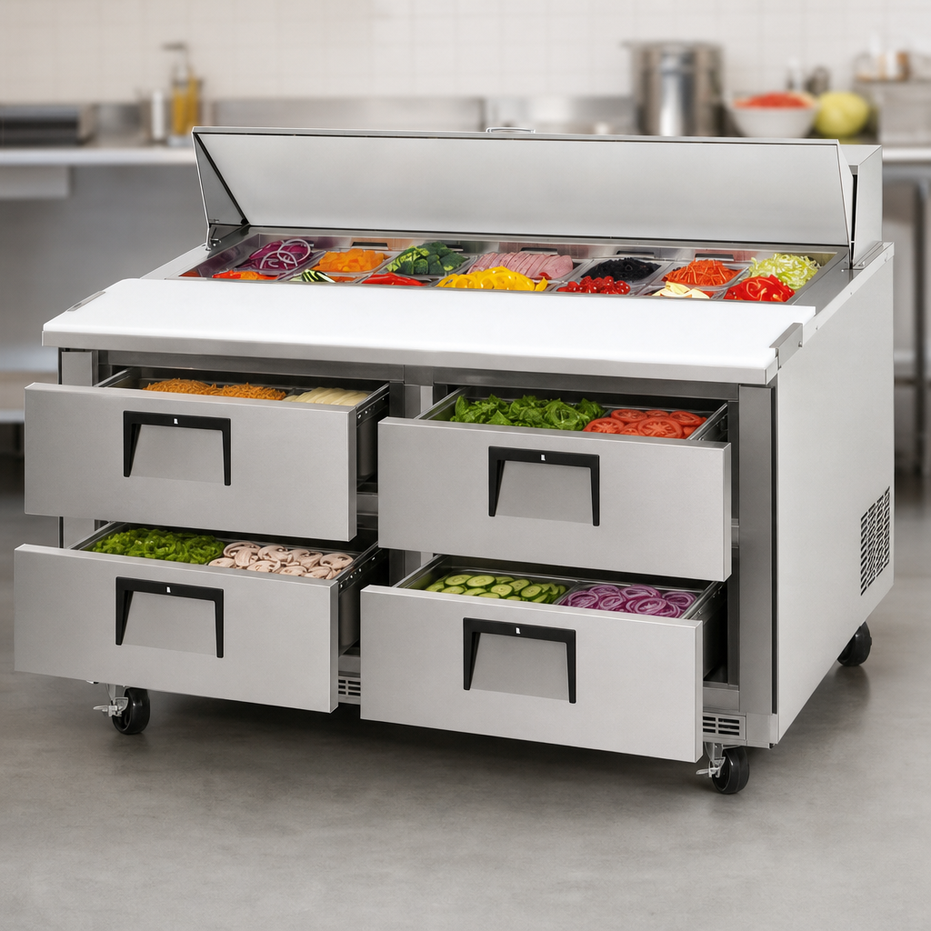 Four Stainless Steel Drawers