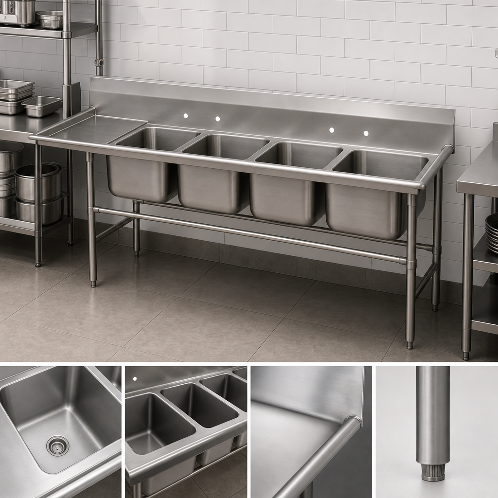 Four Large Compartment Sink