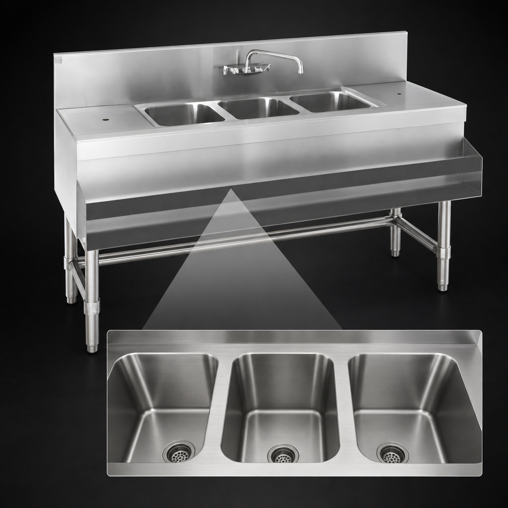 Three Deep Sink Compartments