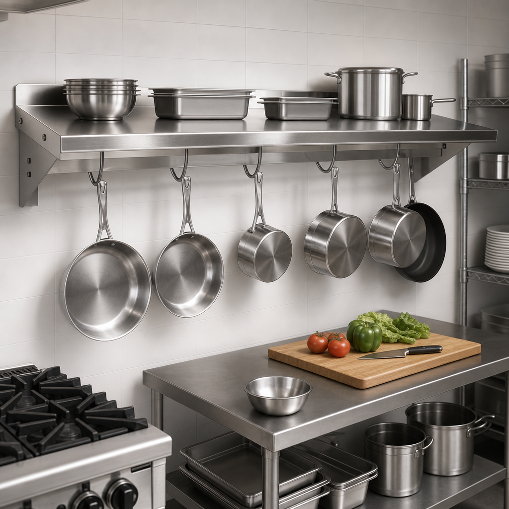 Wall-Mounted Pot Rack Shelf