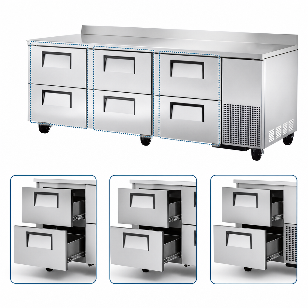 Three-Section, Six-Drawer Layout