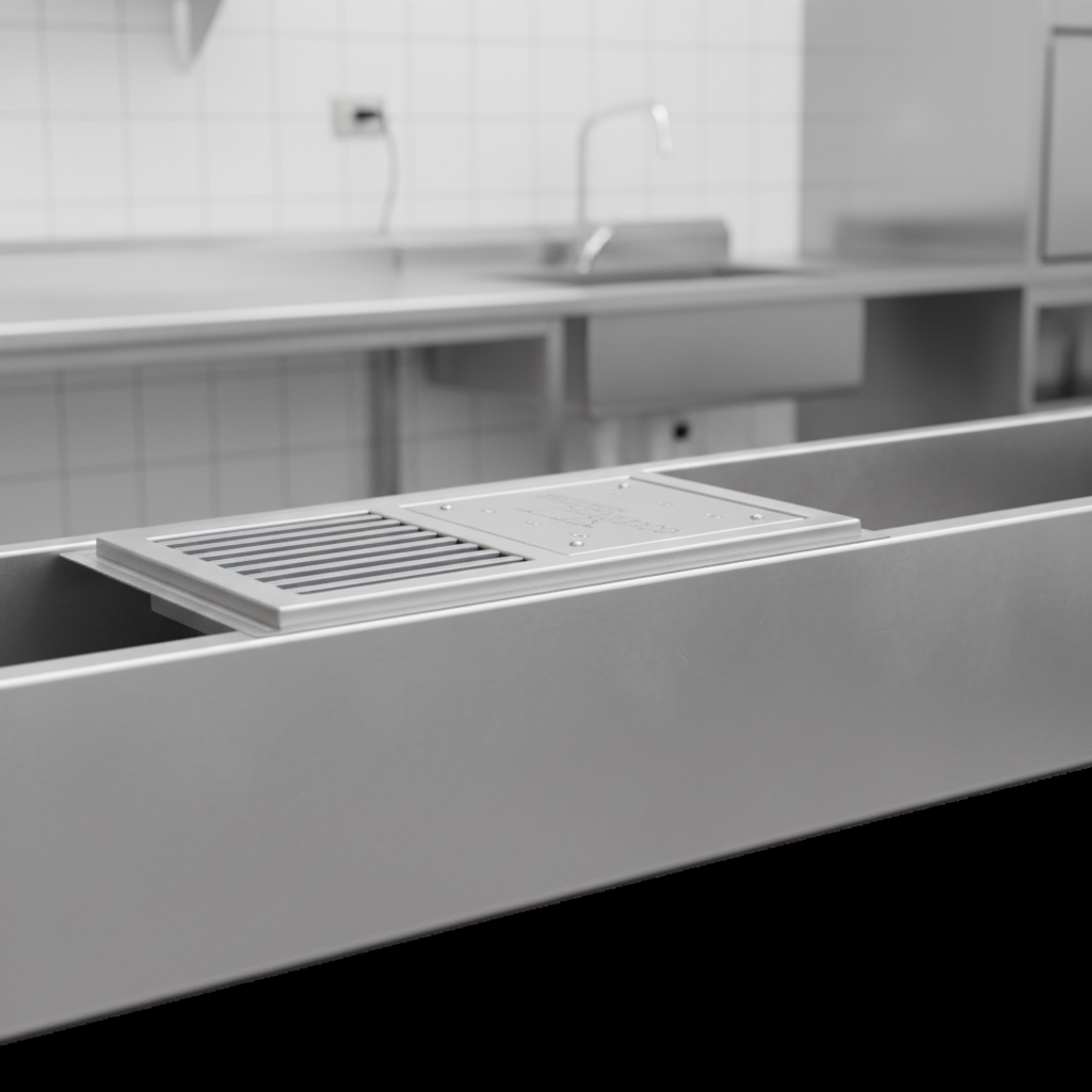 Experience unmatched durability with this anti-splash cool trough system, engineered from heavy-duty 14 gauge, 304 stainless steel for lasting performance.