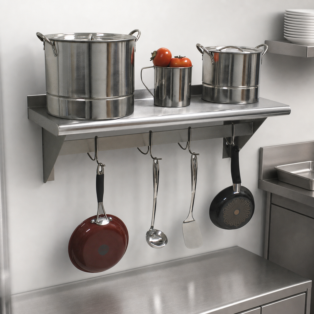 Integrated Shelf and Pot Rack