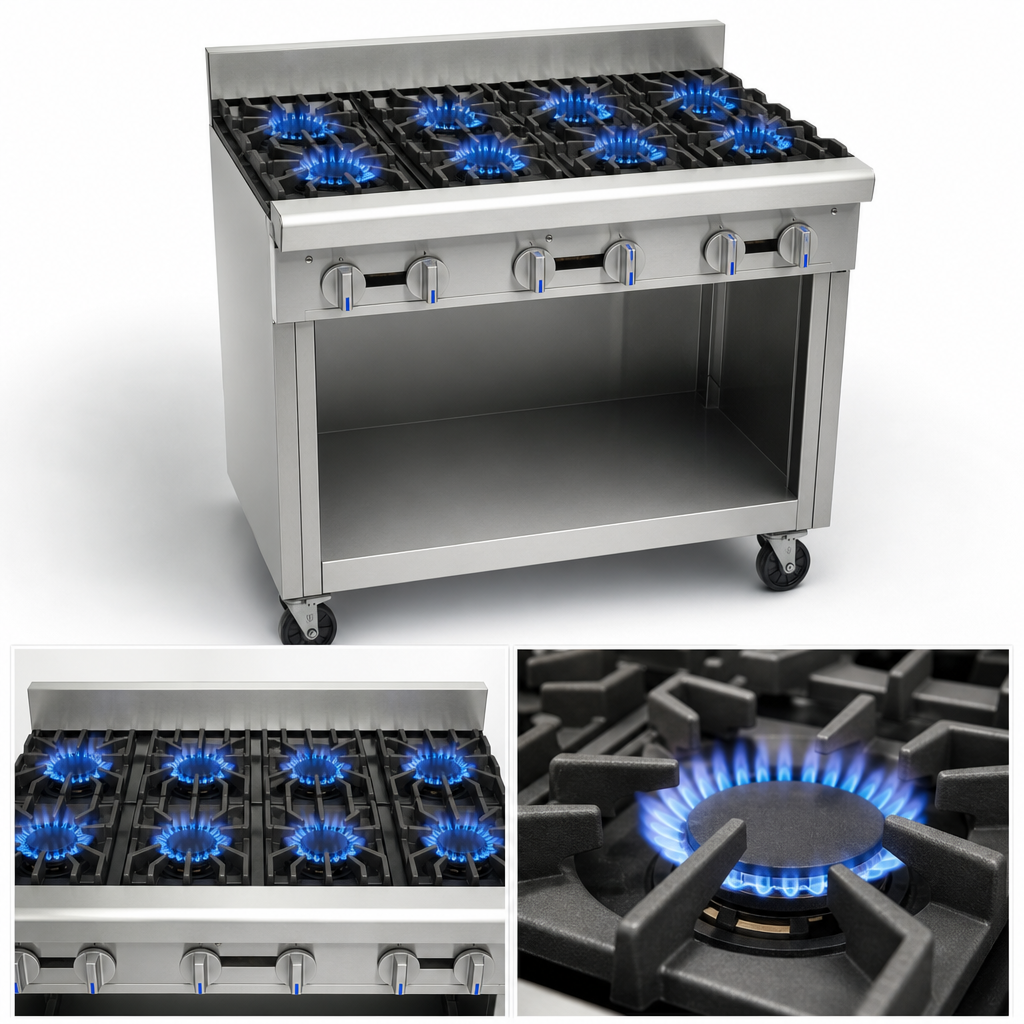 Six 40,000 BTU Open Burners