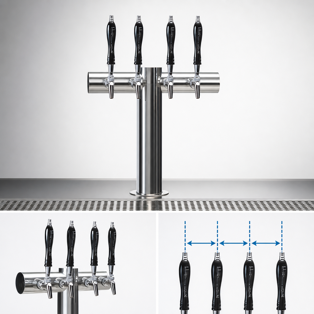 Four-Faucet T-Pipe Layout