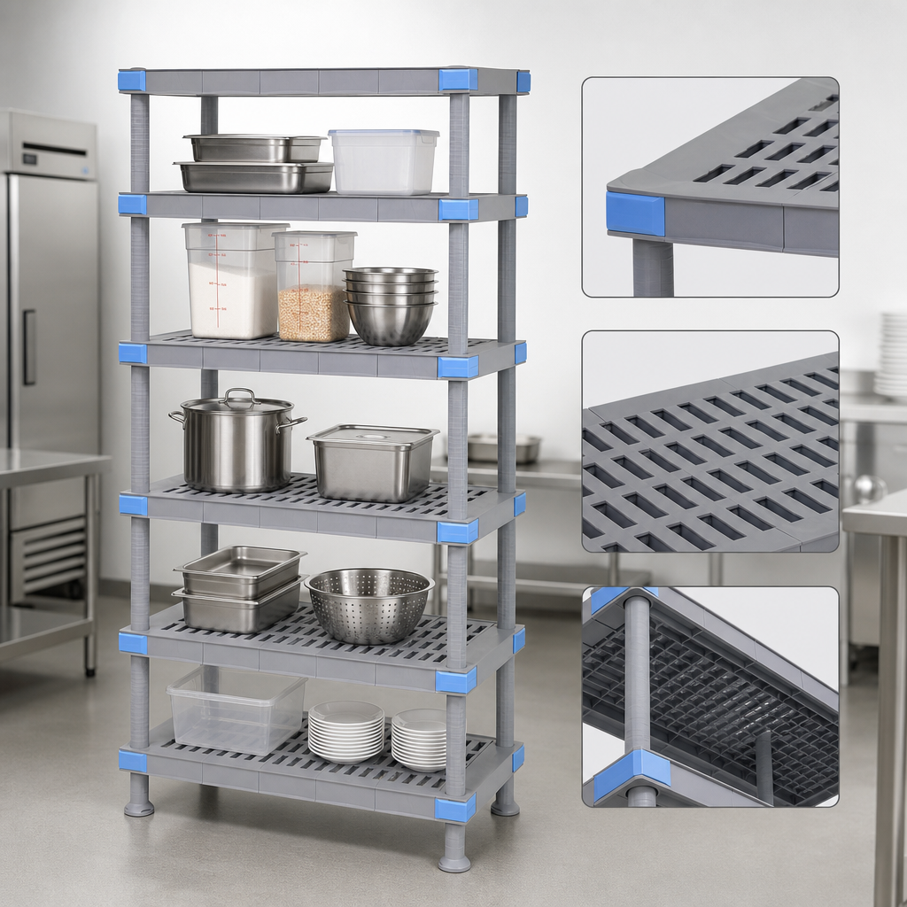 Five Open Grid Shelves