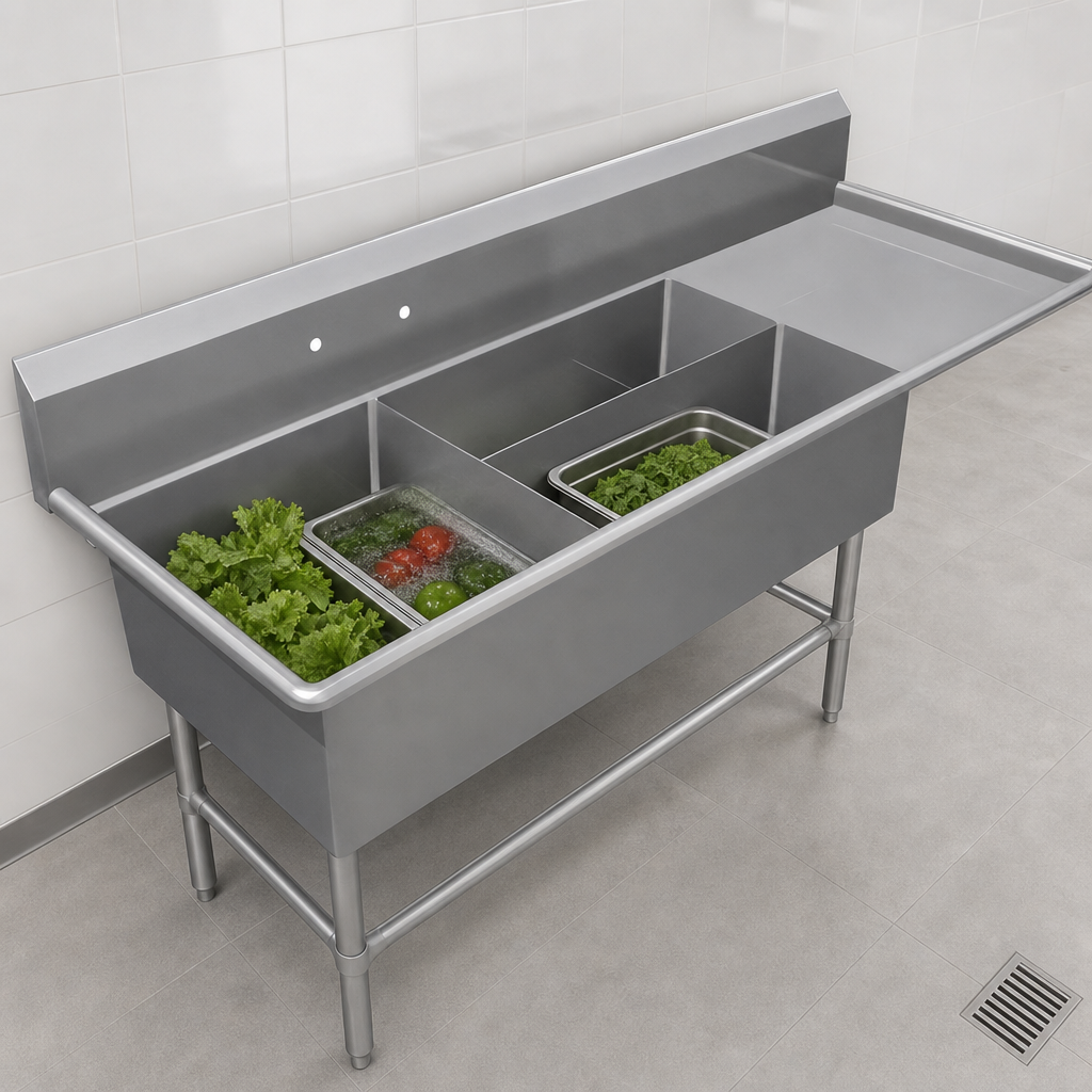 Three-Compartment Platter Sink