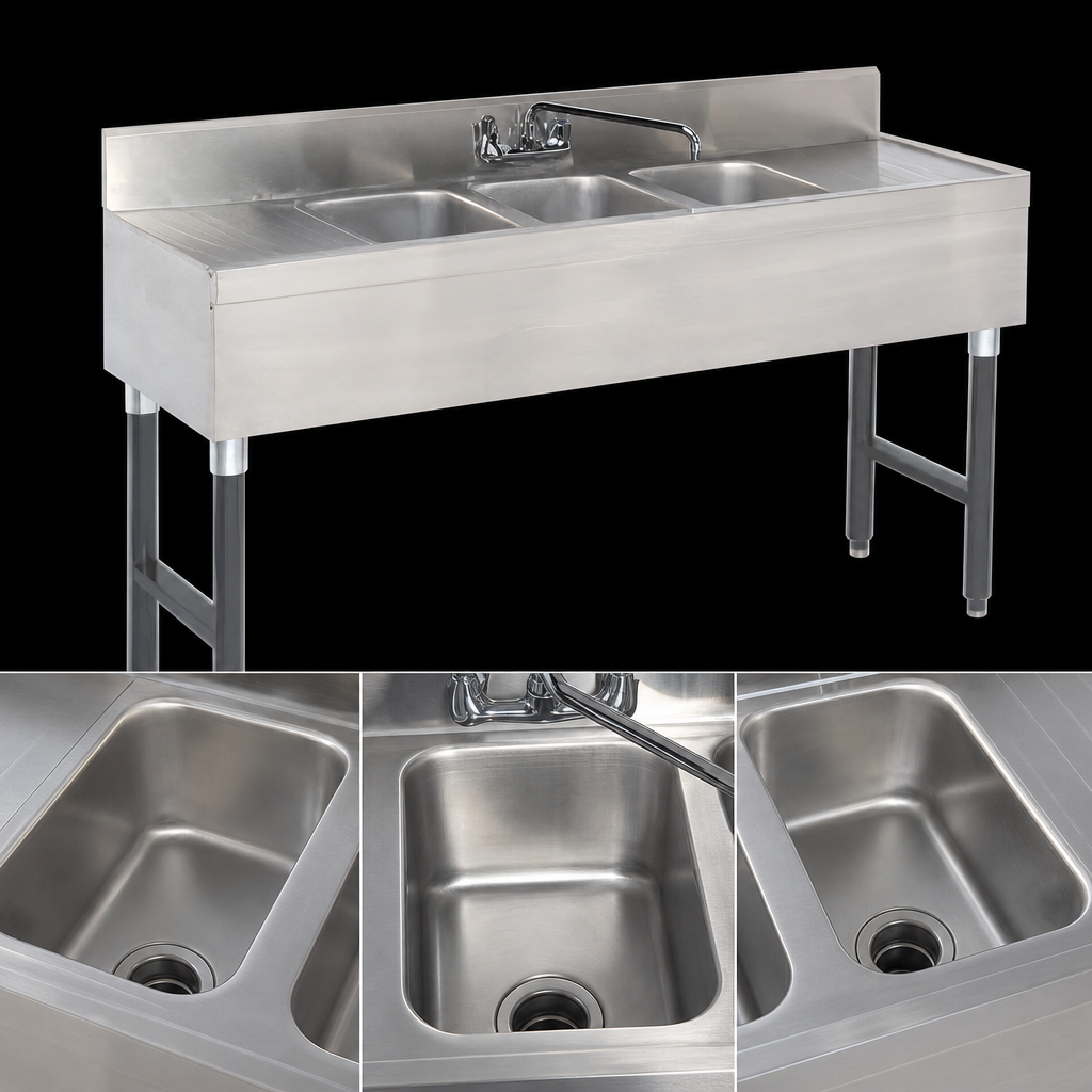 Three Deep-Drawn Sink Bowls