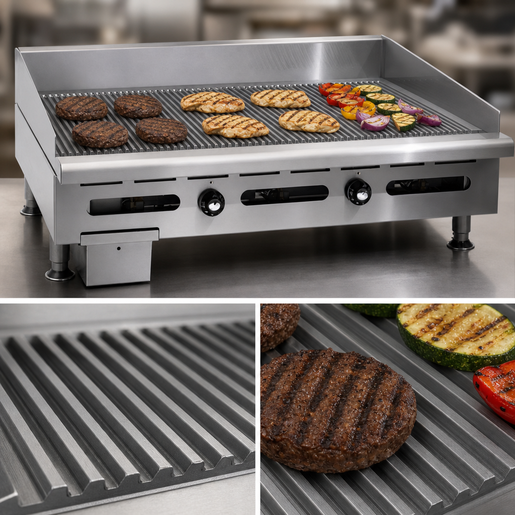 Grooved 1-Inch Steel Griddle Plate