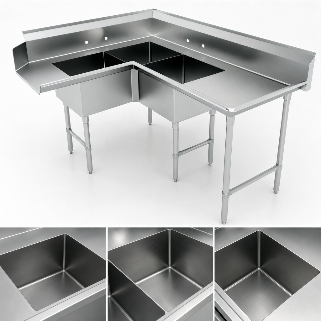 Three Fabricated Sink Bowls