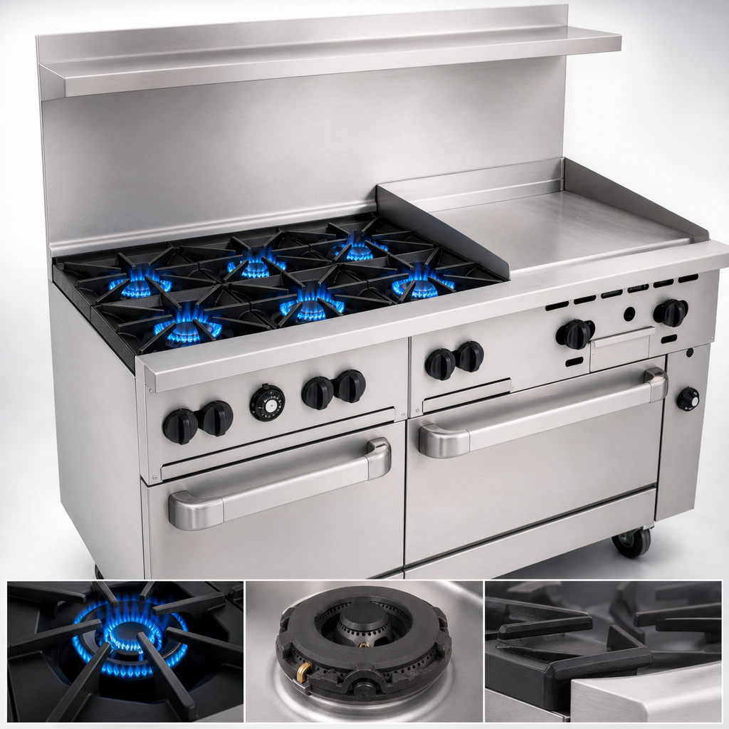 Six 30,000 BTU Open Burners