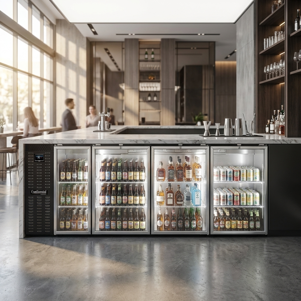 This back bar cooler utilizes natural refrigerants for superior chilling efficiency and environmental responsibility.