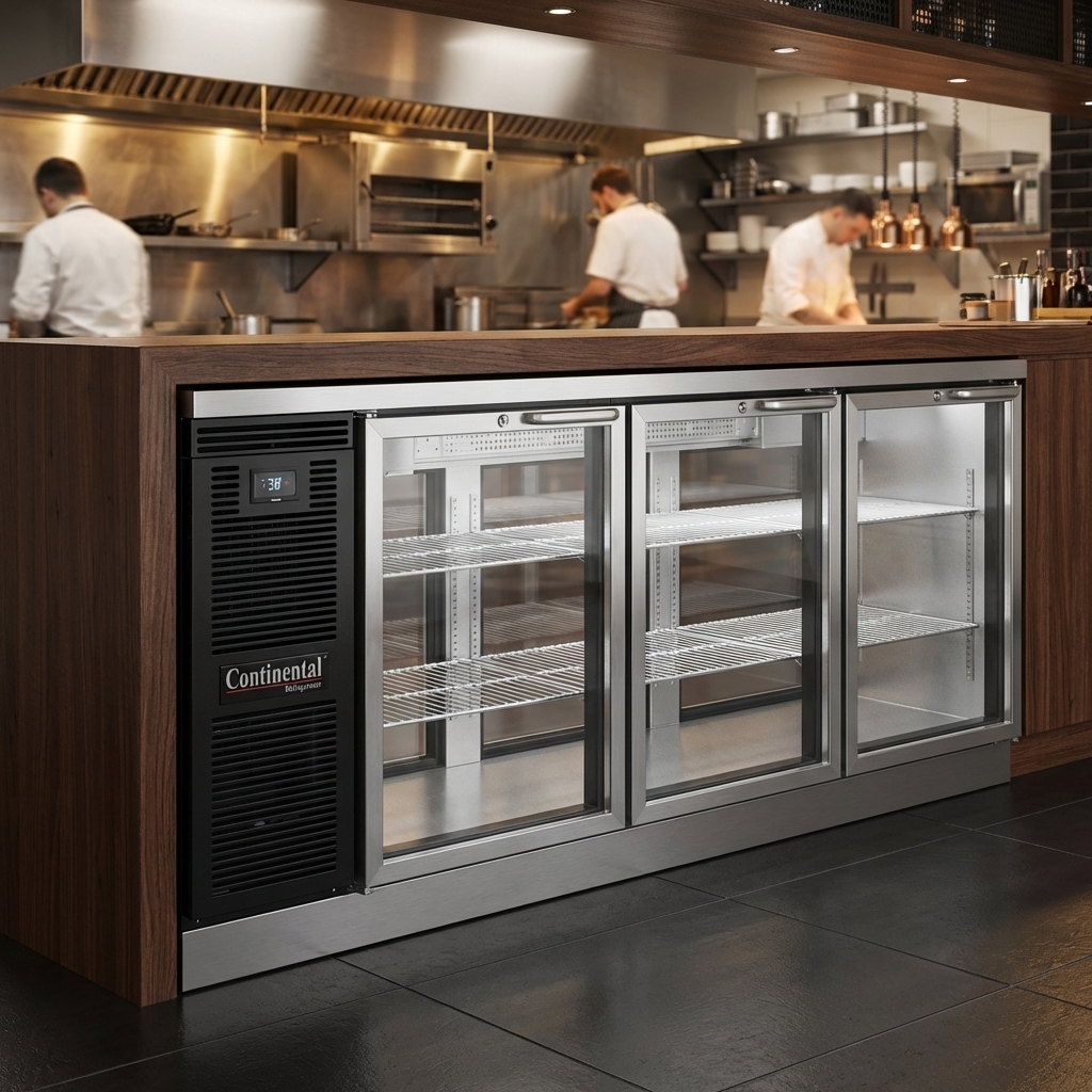 This back bar cooler offers effortless installation and maintenance with its automatic hot gas condensate evaporator, eliminating the need for external drains.