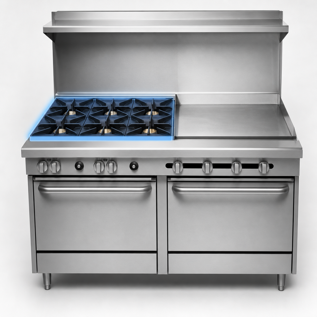 Six Open Burners