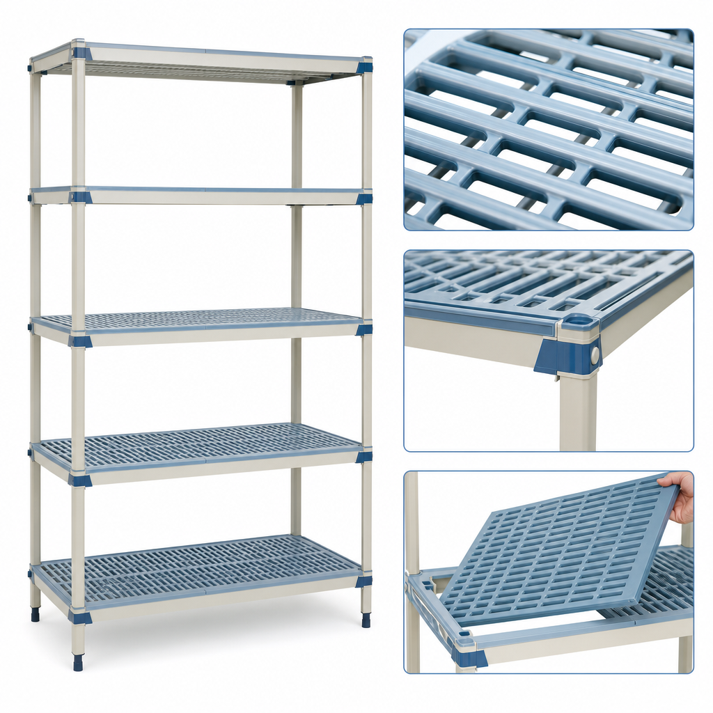 Five Open-Grid Shelves