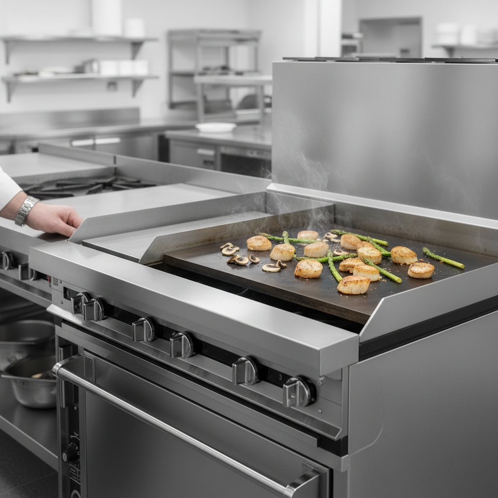 Experience superior cooking with the range's substantial 5/8 inch thick plancha top, engineered for exceptional heat retention and perfectly even temperature distribution.