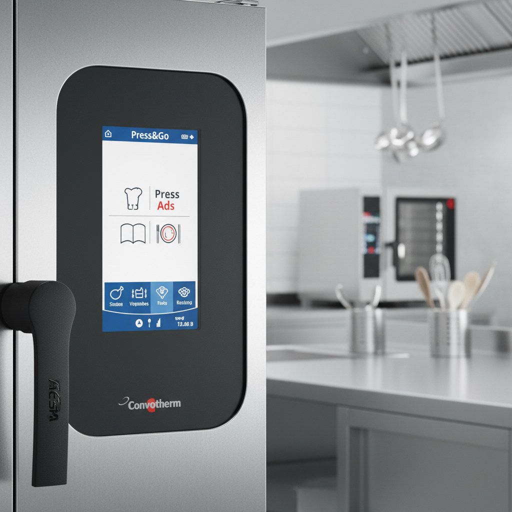 Experience effortless control with the Convotherm K12 Maxx Pro Combi Oven's intuitive easyTouch 10-inch high-resolution glass touch display.