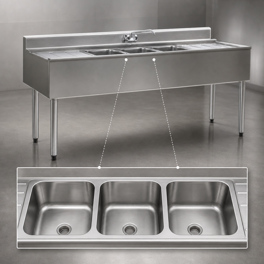 Three Deep-Drawn Compartments