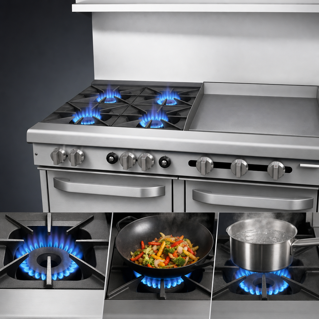 Four 28,000 BTU Open Burners