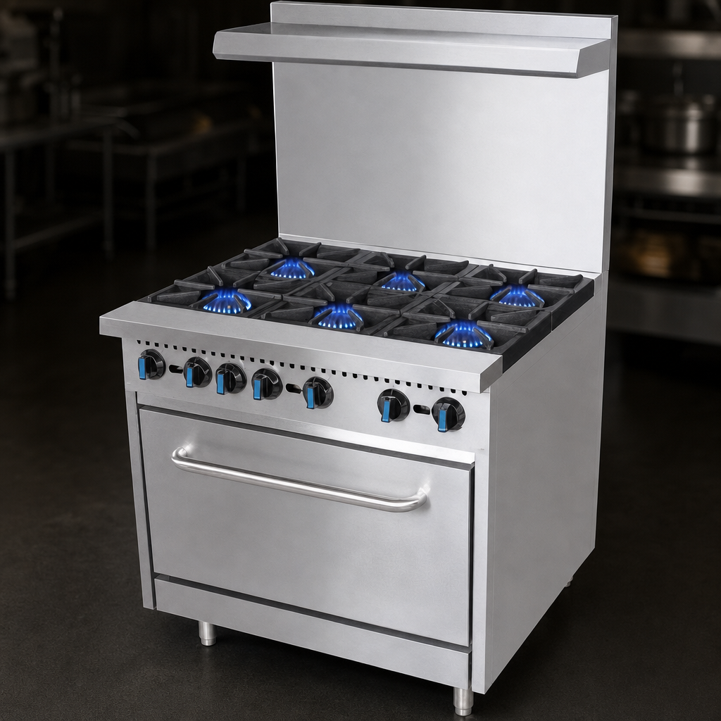 Six 30,000 BTU Cast-Iron Burners