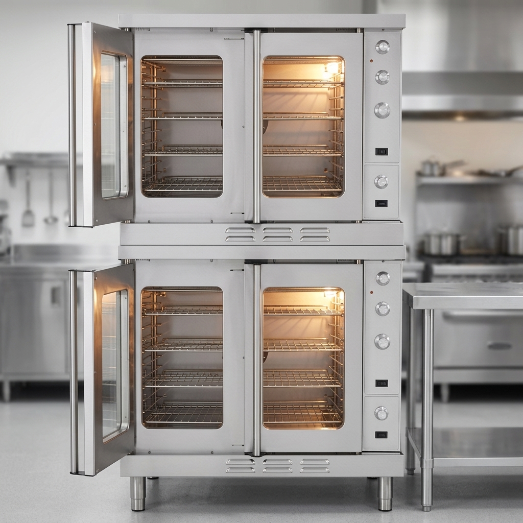 Maximize productivity with the Duke Double-Deck Gas Convection Oven, allowing simultaneous cooking of different items in its two independent compartments.