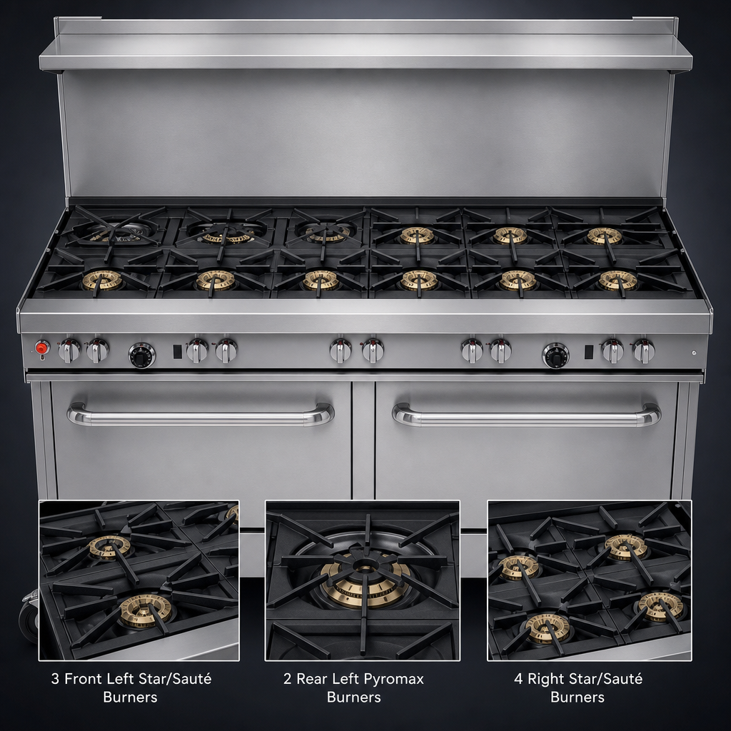 Nine Open Burners