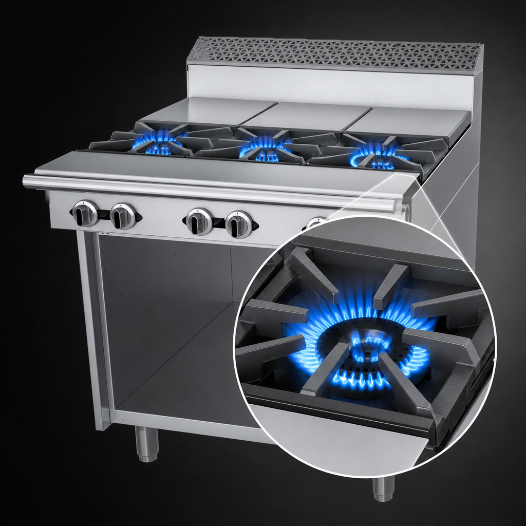 Three 35,000 BTU Open Burners