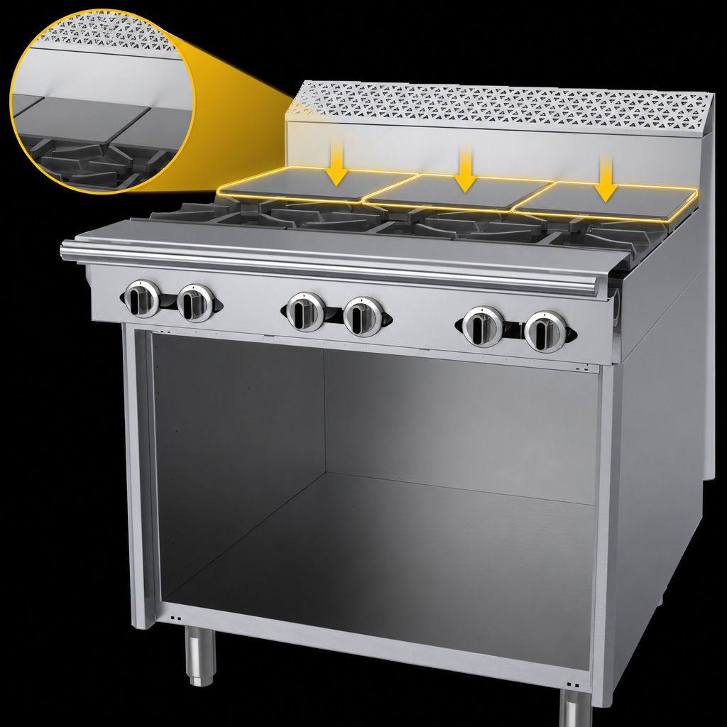 Three 15,000 BTU Hot Tops